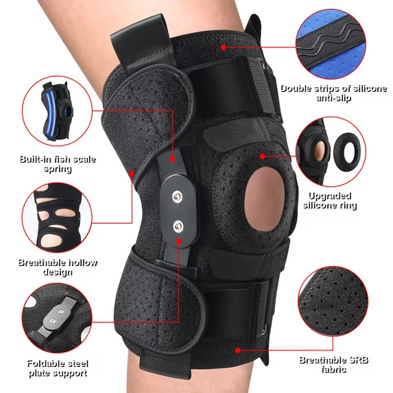 Hinged Knee Brace with Side Stabilizers Men & Women One Size Fits Most