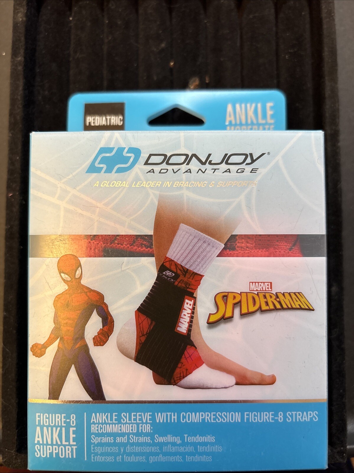 DonJoy Spiderman Moderate Figure 8 Compression Ankle Support Sleeve Pediatric Sz