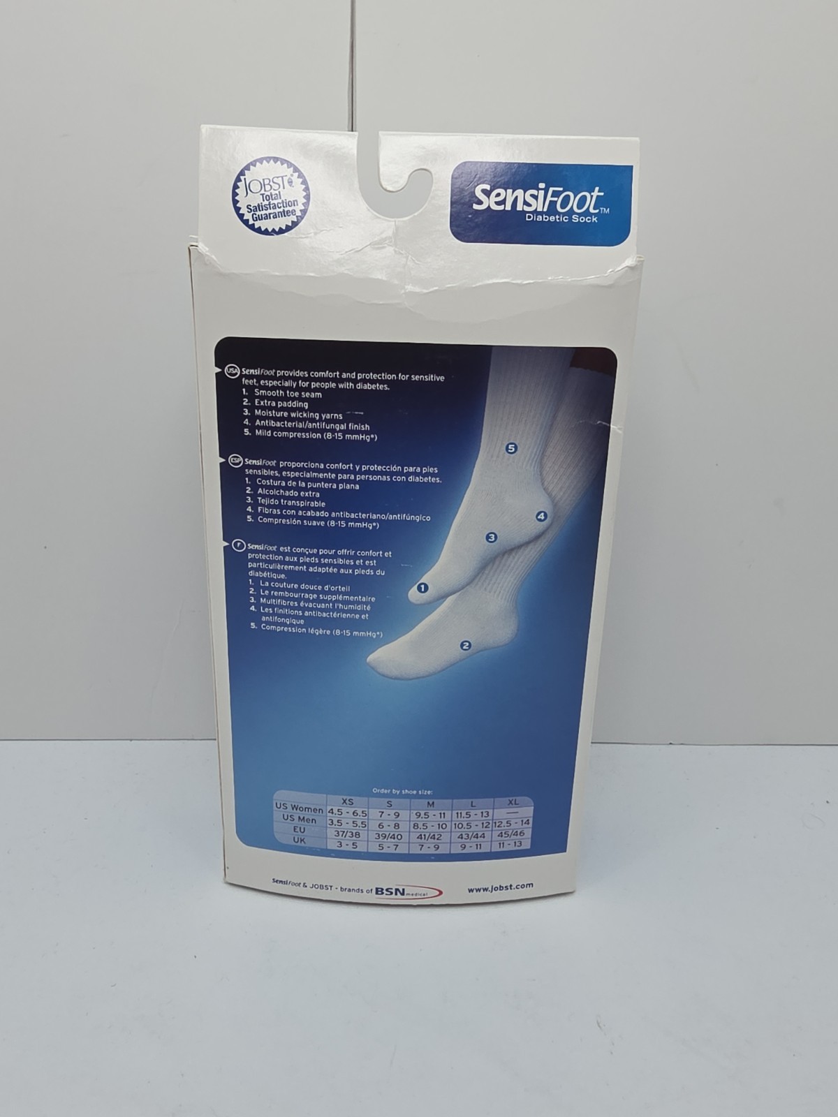 Jobst Sensifoot Diabetic Knee Socks 8-15 mmhg Compression Support Closed Toe
