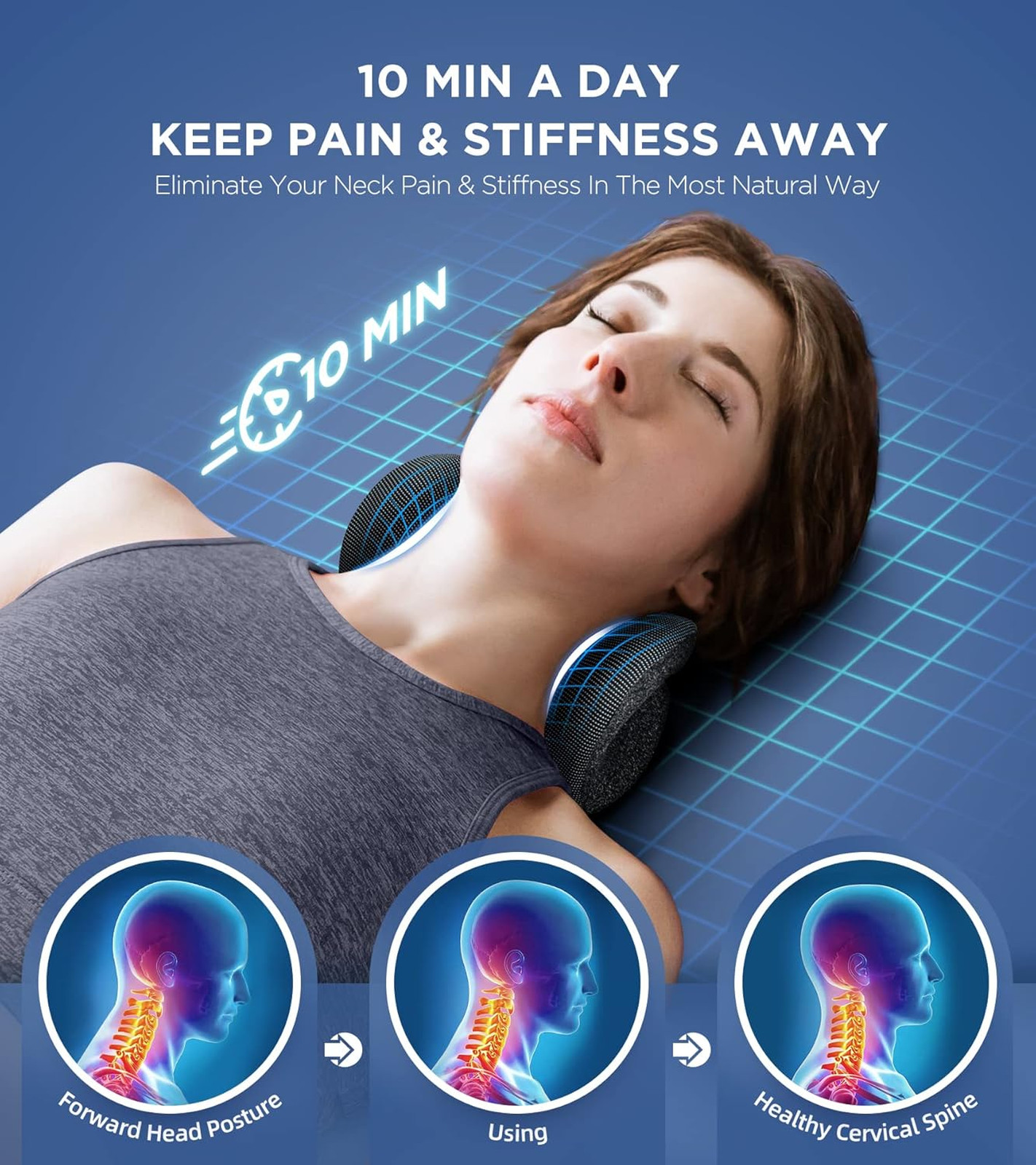Neck Stretcher Magnetic Therapy Cover 2 Modes Gentle Strong Pain Relief Cervical