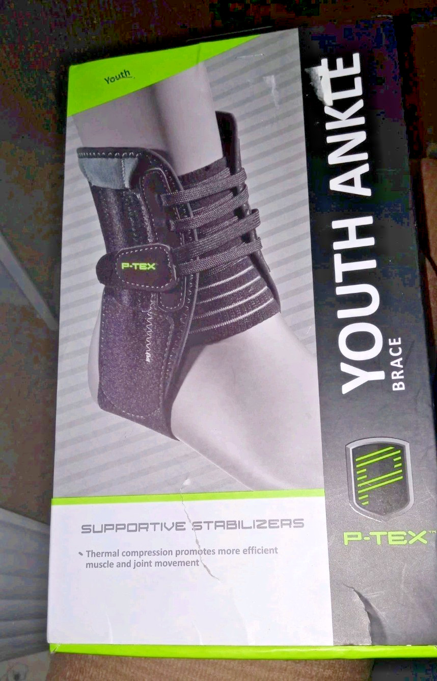 P-Tex YOUTH SIZE Ankle Brace Supportive Stabilizers Thermal Compression Lace NEW