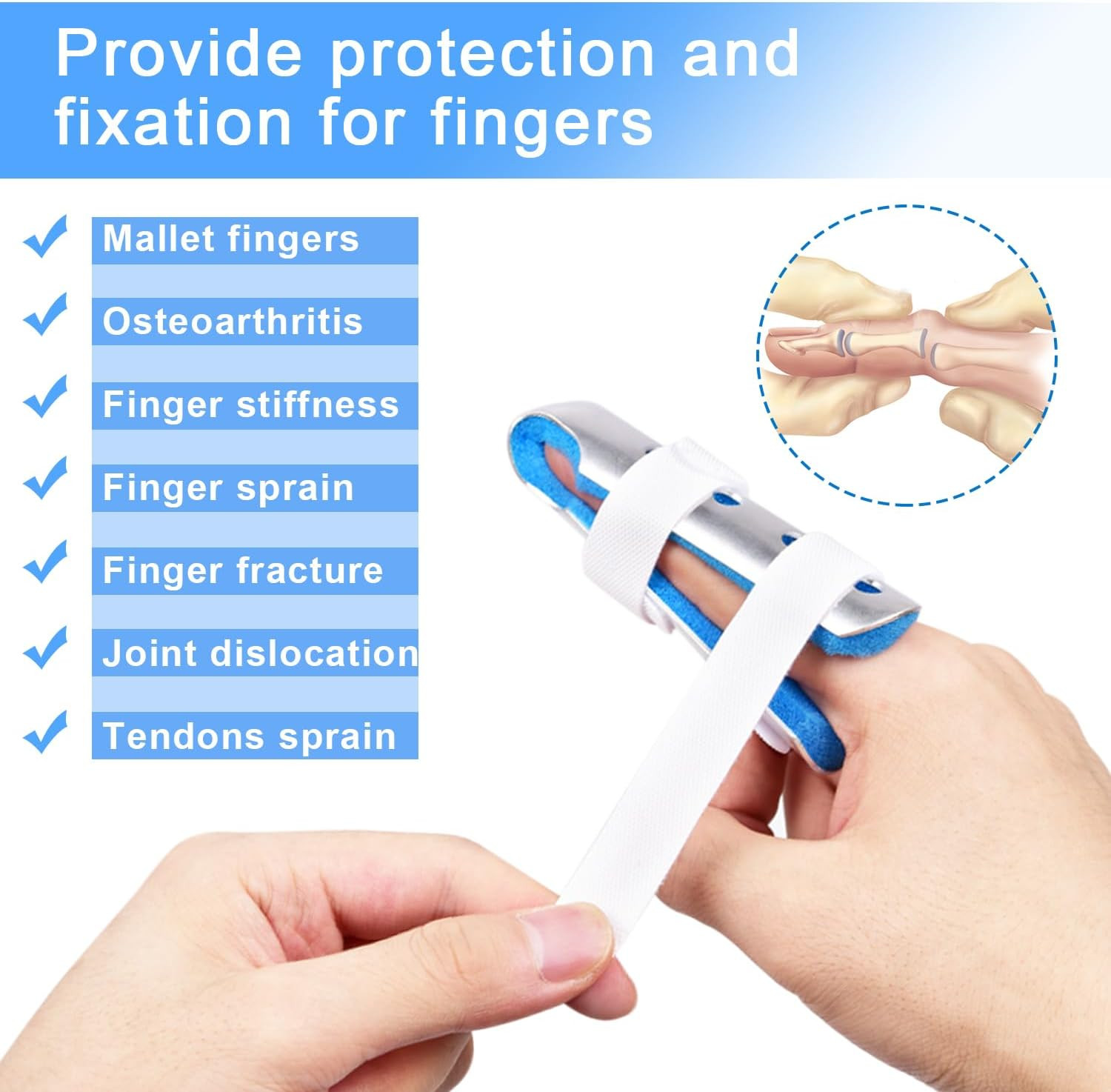 Finger Splint, 2Pcs Finger Support Brace for Arthritis Knuckle Immobilizationm,