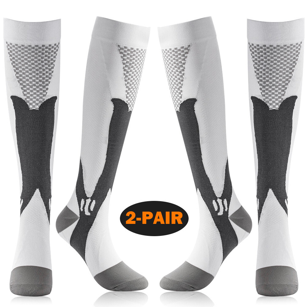 Athletic Long Socks, 2-3Pairs Compression Socks for Nurse Edema Diabetic Travel