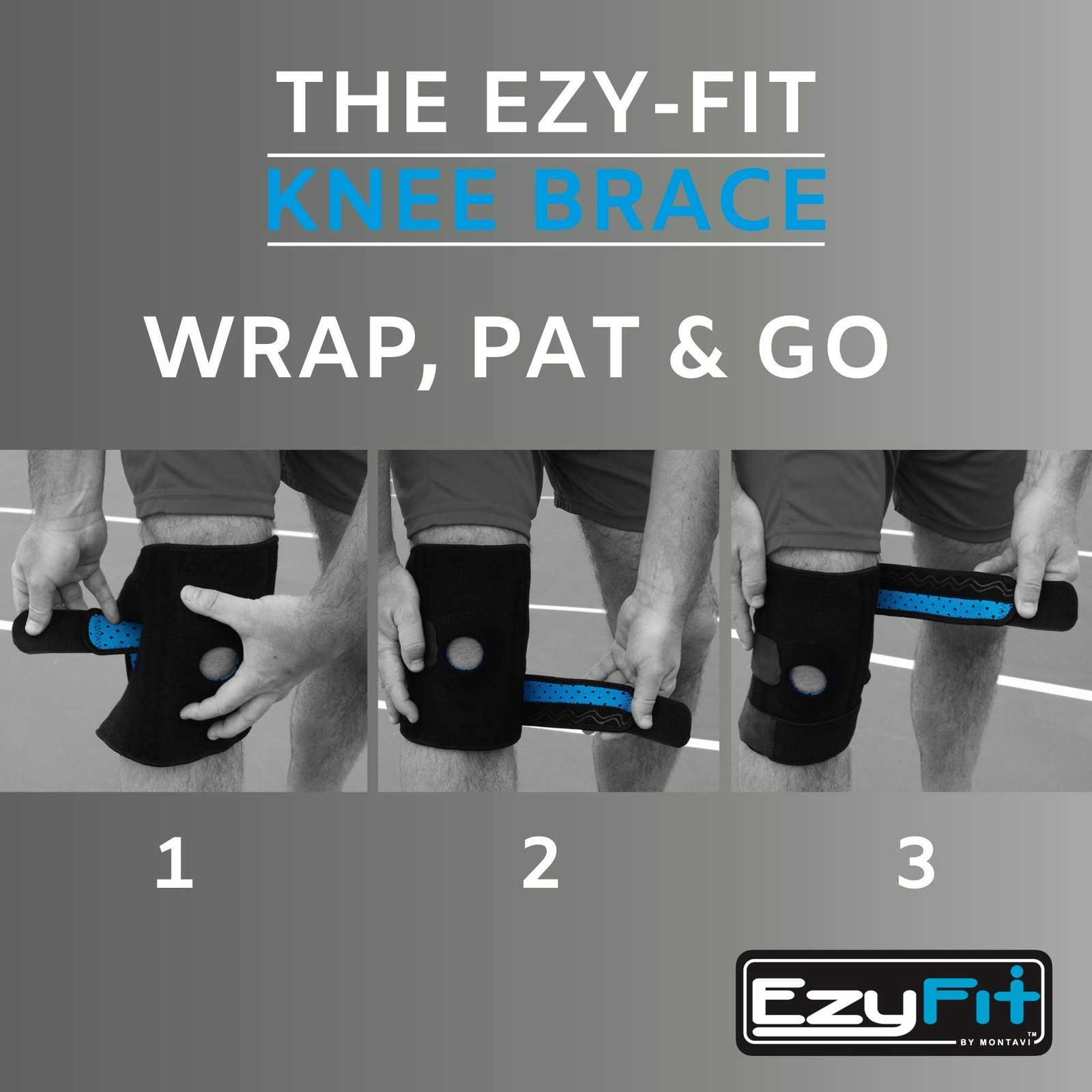 EzyFit Knee Brace Support Dual Stabilizers & Open Patella – Adjustable Breath…