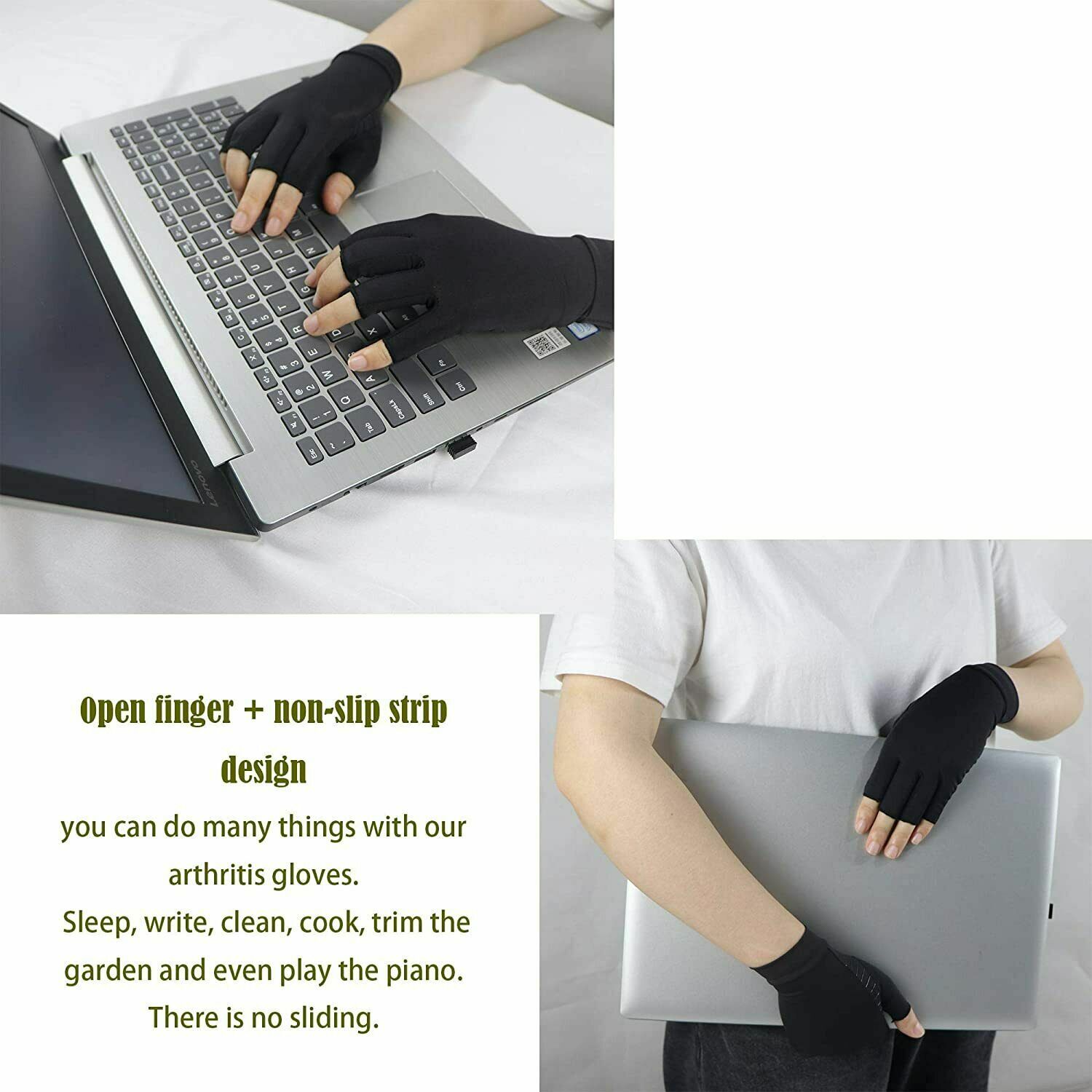 Copper Compression Arthritis Gloves Men Women Half Finger Pain Relief Gloves