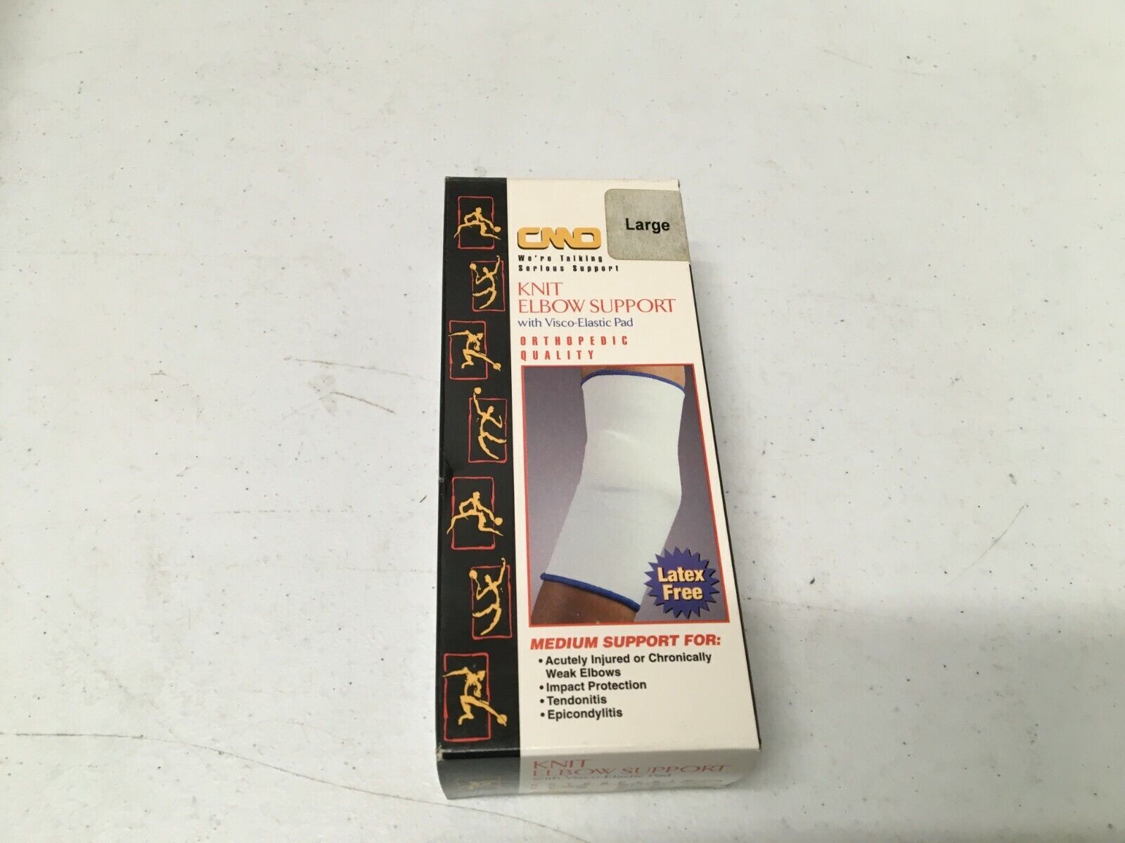CMO KNIT ELBOW SUPPORT WITH VISCO ELASTIC PAD – WHITE ORTHOPEDIC QUALITY LARGE