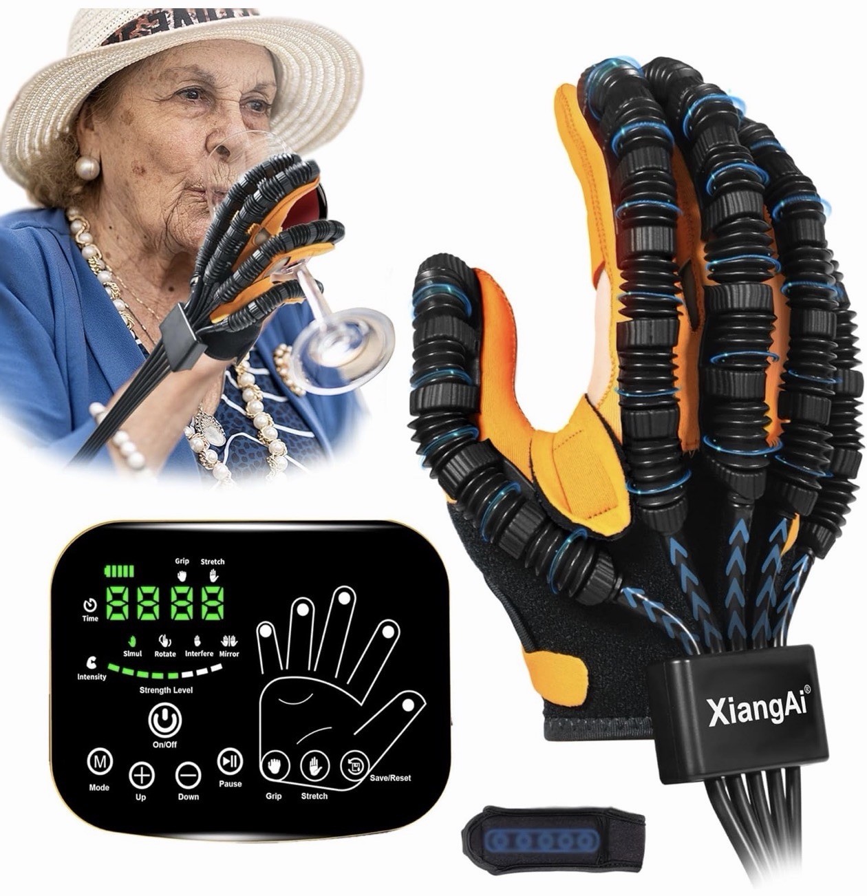Rehabilitation Glove Right Hand Hemiplegia Stroke Recovery 2600mAh Rechargeable