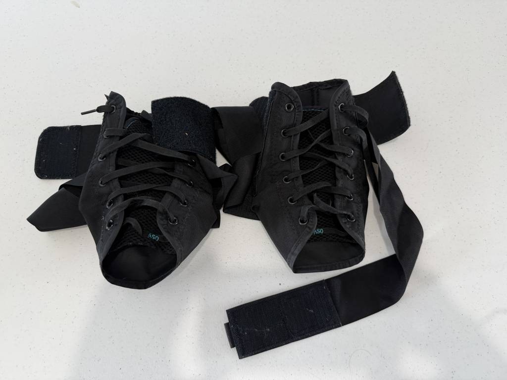 ASO Ankle Stabilizer Braces PAIR Left & Right Lace Up Figure-8 Straps Black