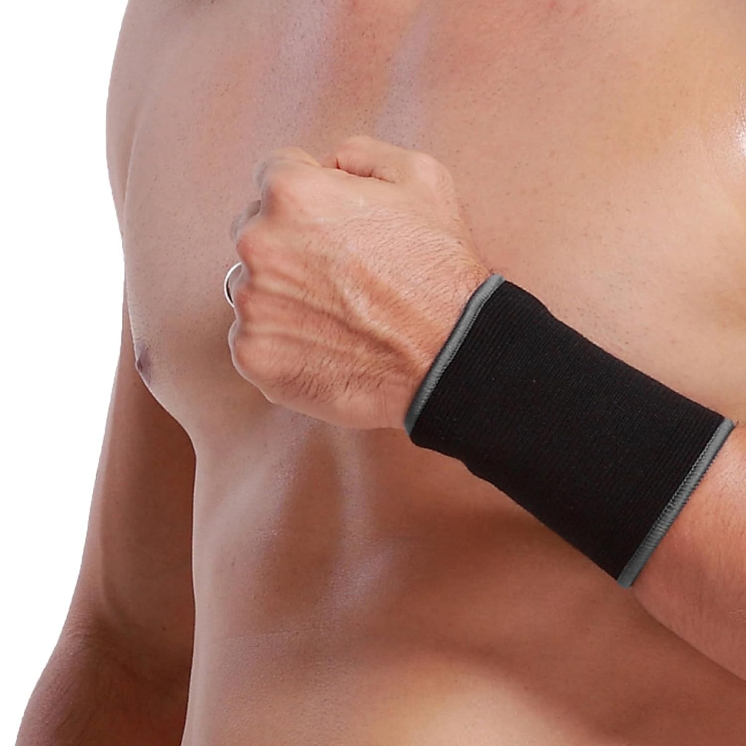 Lightweight Elastic Wrist Support Sleeve in Black – Ideal for Sports & Training