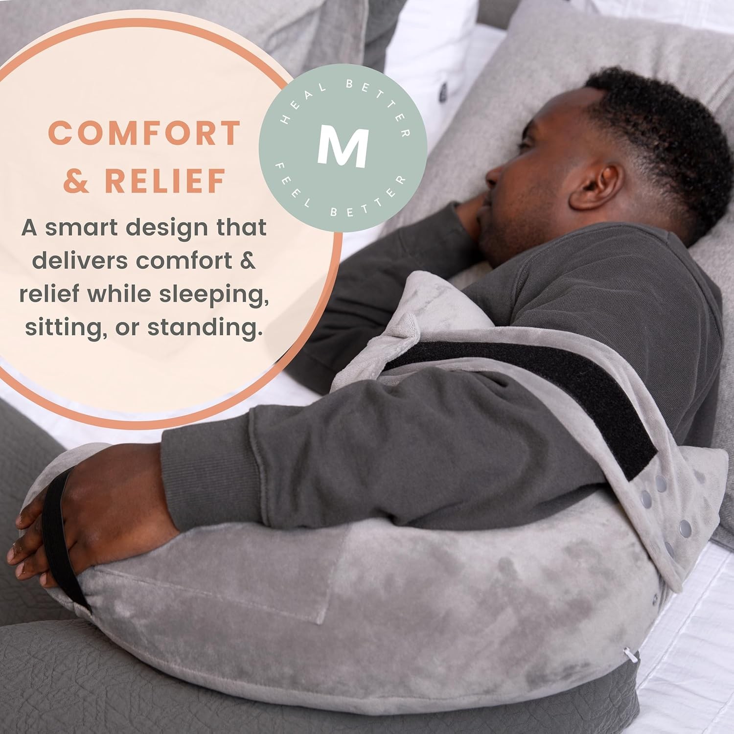 MOYOAMA Post Shoulder Surgery Pillow for Sleeping – Left/Right Arm Support wit