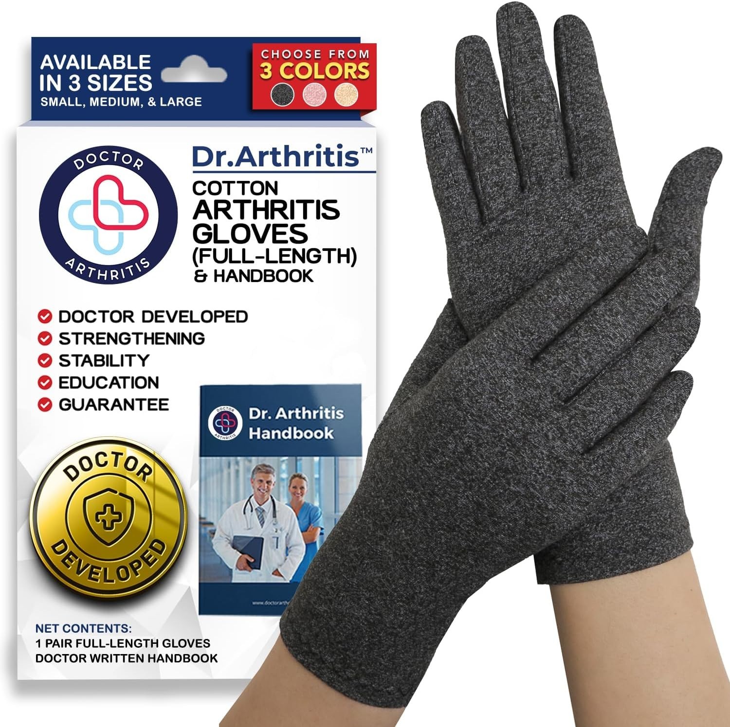 High Stretch Compression Gloves for Arthritis Carpal Tunnel Grey Medium