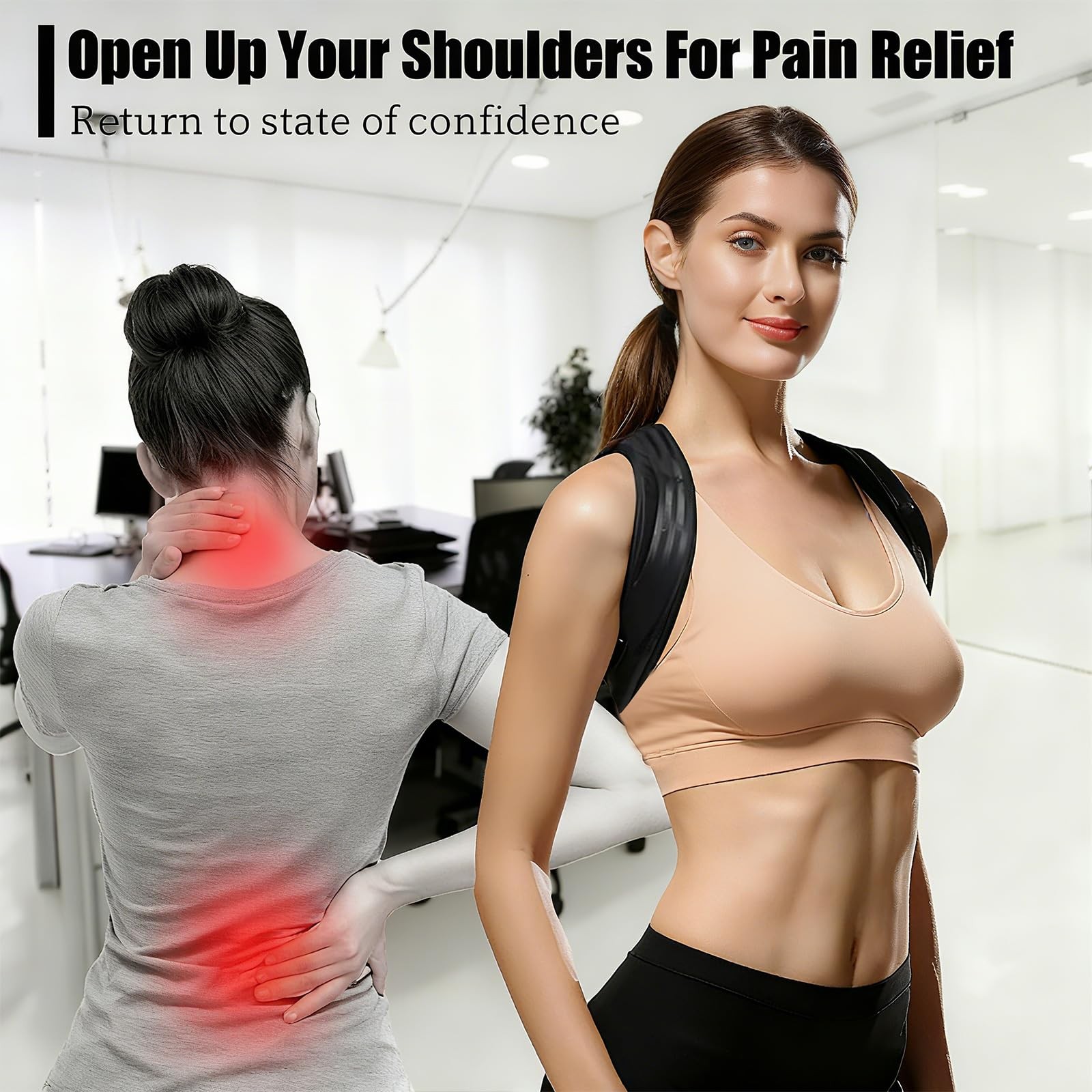 ISMA Back Posture Corrector for Men & Women – Upper One Size, Black