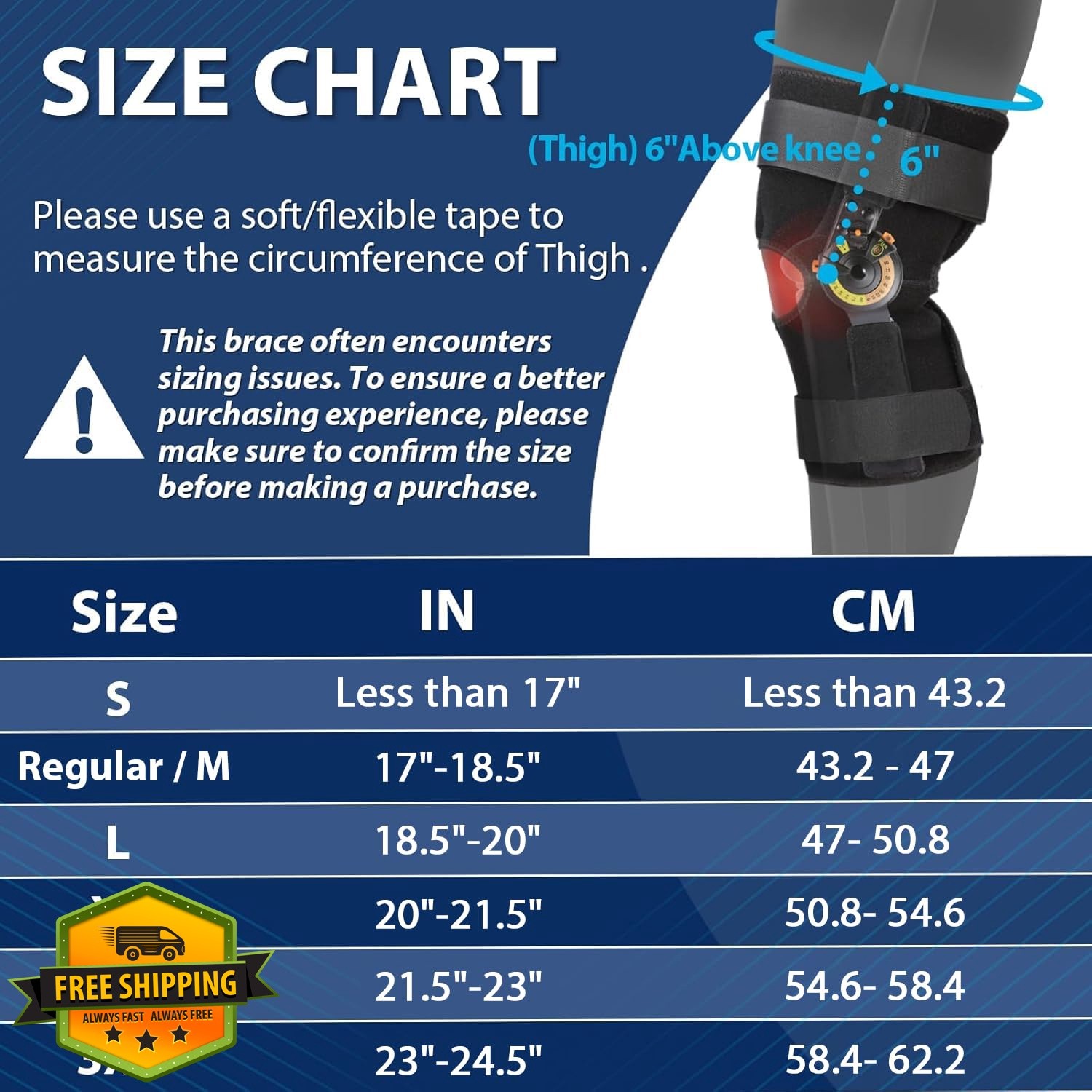 Nvorliy Knee Brace ROM Large No Shoulder Strap
