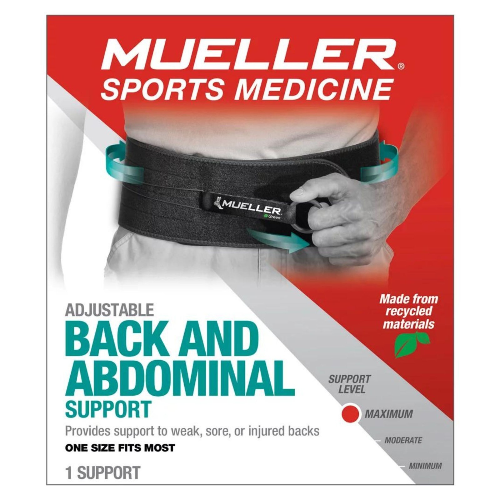 Mueller Green Back & Abdominal Support: Back and Abdominal Support (Black)
