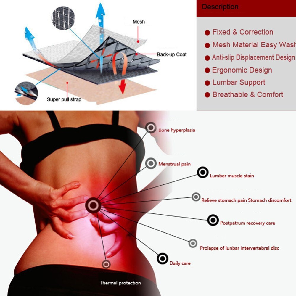 Fajas Para La Dolor De Espalda Soporte Lumbar Refuerzo Magnetic Self Heating Gym