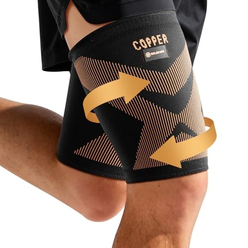 Copper-Infused Thigh Compression Sleeves 1 Pair Upgrade Medical-Grade | Black-M