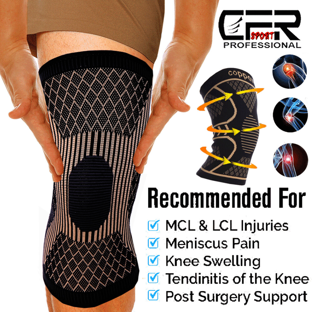 Knee Sleeve Compression Brace Support Copper Sport Joint Pain Arthritis Relief D