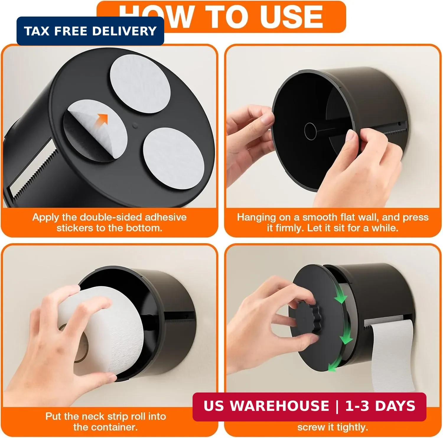 Neck Strip Dispenser, Black Barber Neck Strip Holder Dispenser with 4PCS Adhesiv