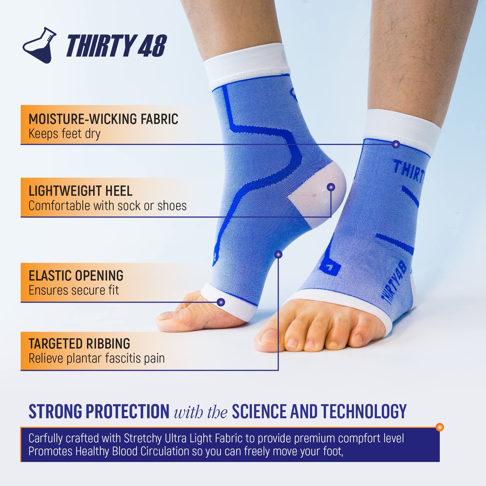 Thirty48 Plantar Fasciitis Socks Black L (2 Pair)
