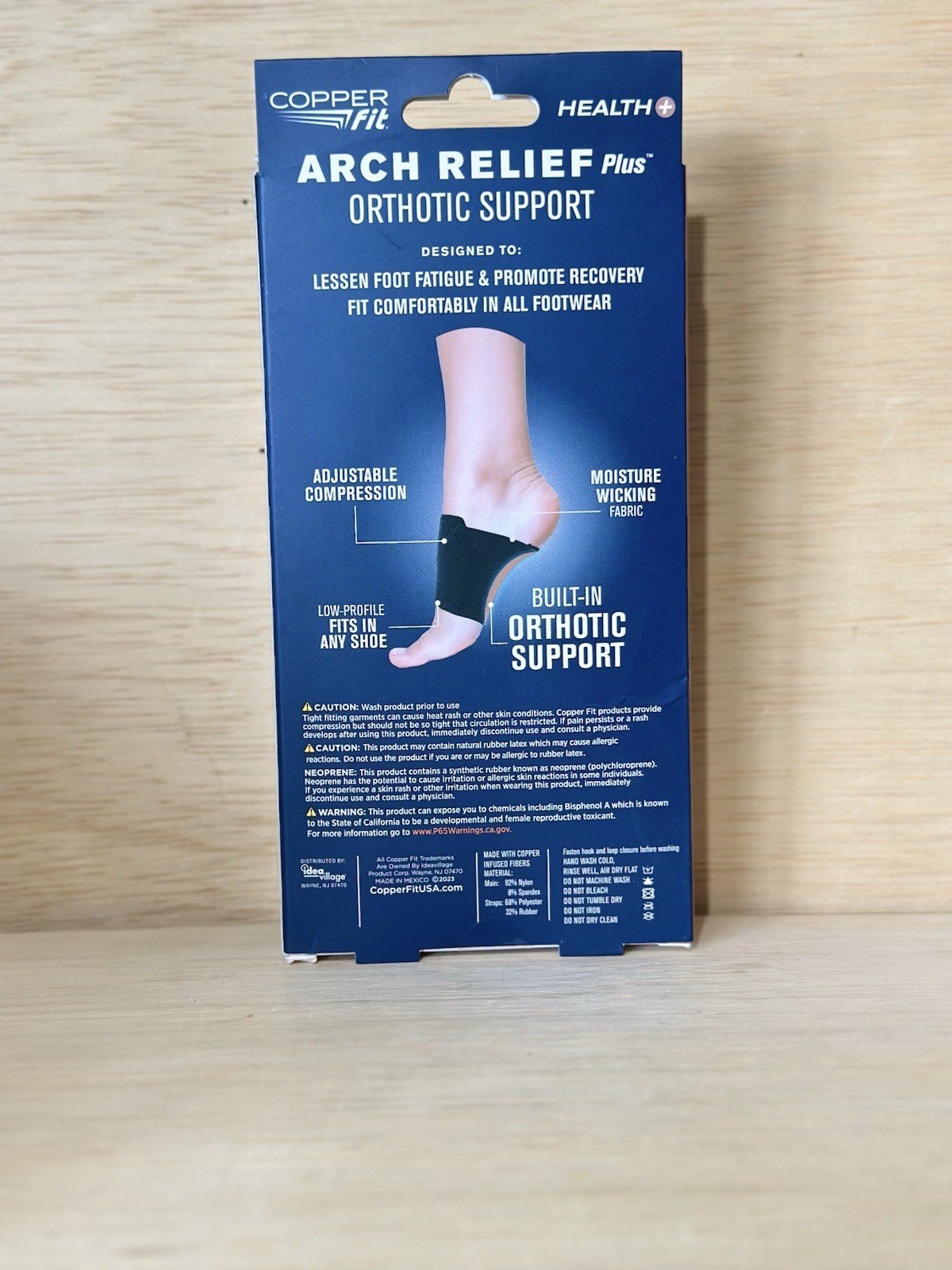 Copper Fit Health Unisex Arch Relief Plus with Built-In Orthotic Support – Black