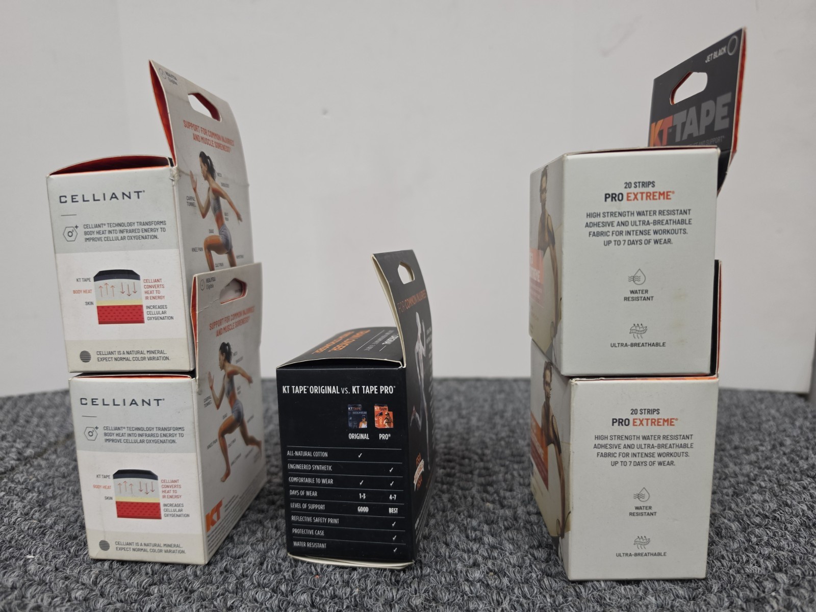 5 Assorted KT Tape 20 Strip – 2 Pro Extreme/2 Pro Oxygen/ 1 Elastic sports tape