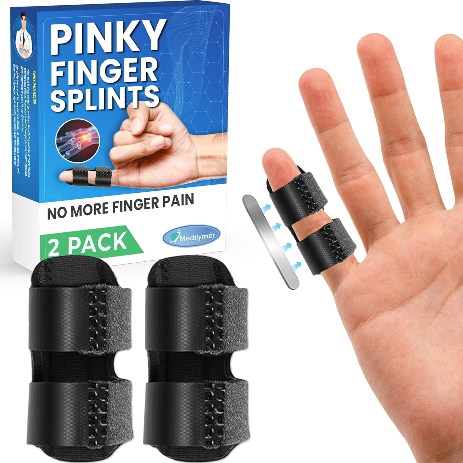 Pinky Finger Splint (2 Pack) Trigger Finger Brace for Kids, Small, Pinky Splint,