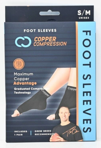 NEW Copper Compression Foot Sleeves – 1 Pair | Size: S/M – Unisex | CCCFS BS3