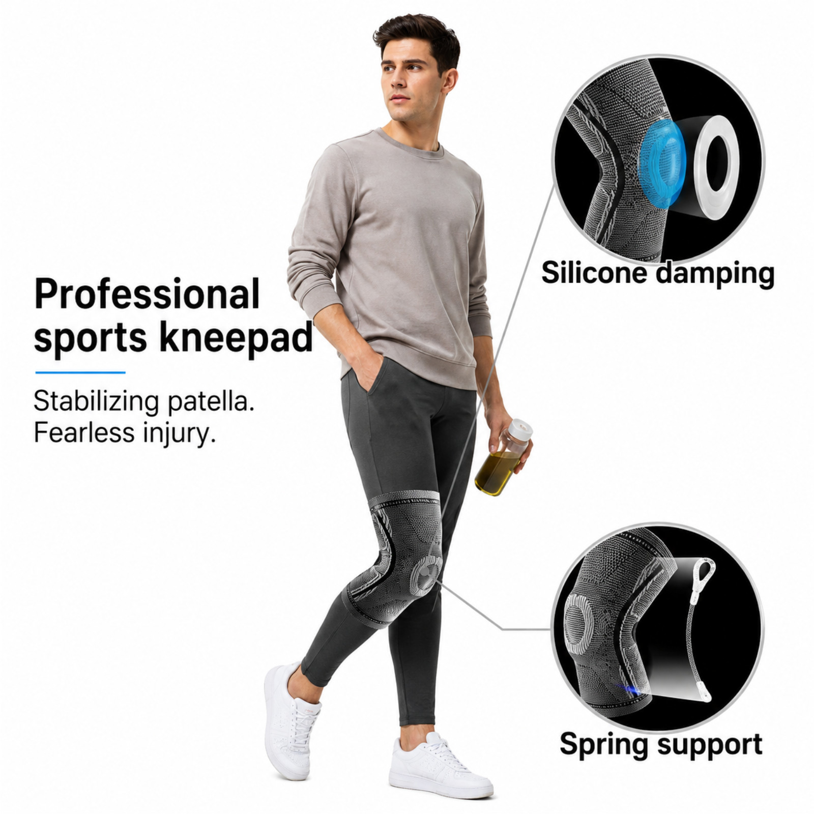 Knee Sleeves Compression Brace Support Sport Joint Injury Pain Arthritis Relief
