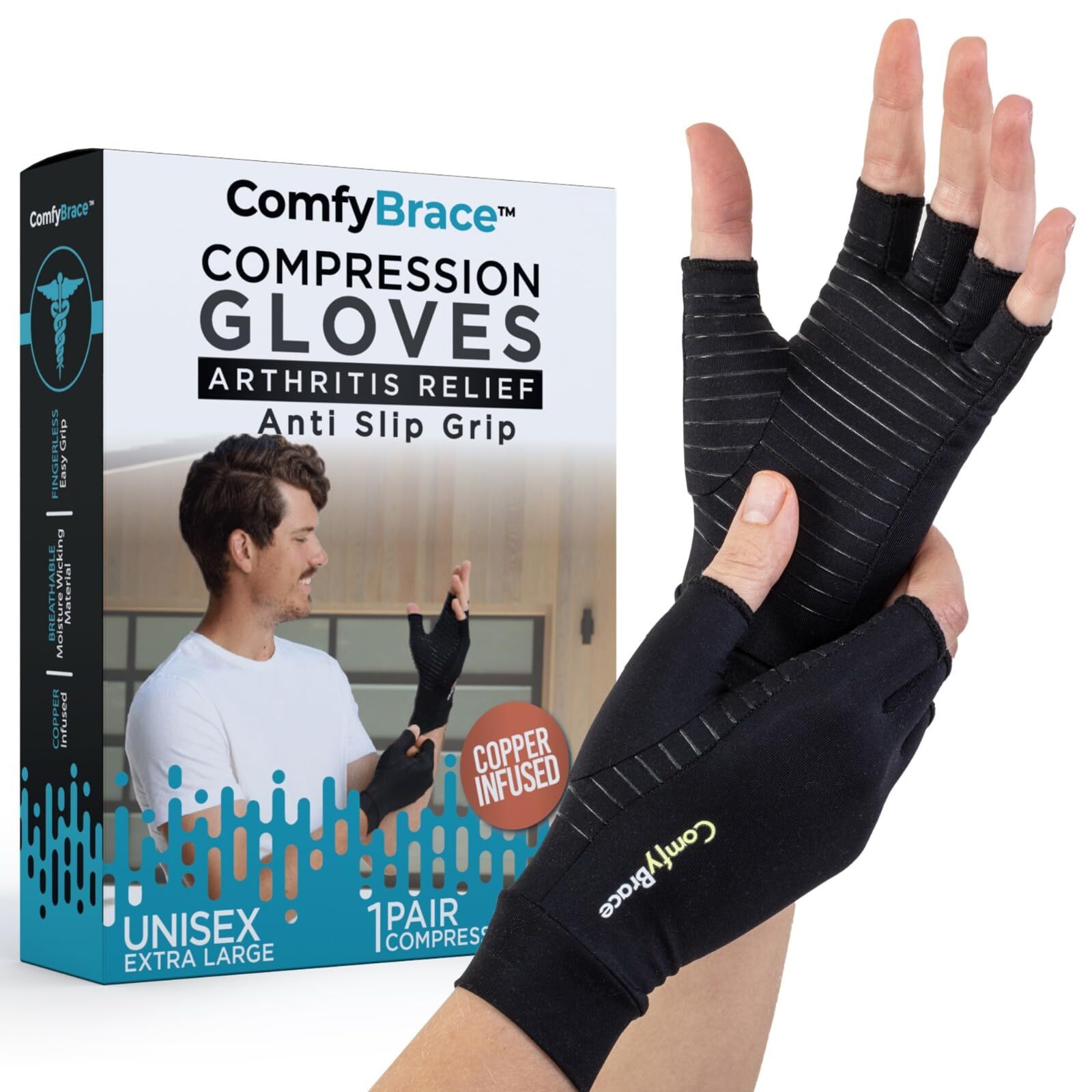 Copper Infused Compression Arthritis Gloves for Hand & Finger Relief from pai…