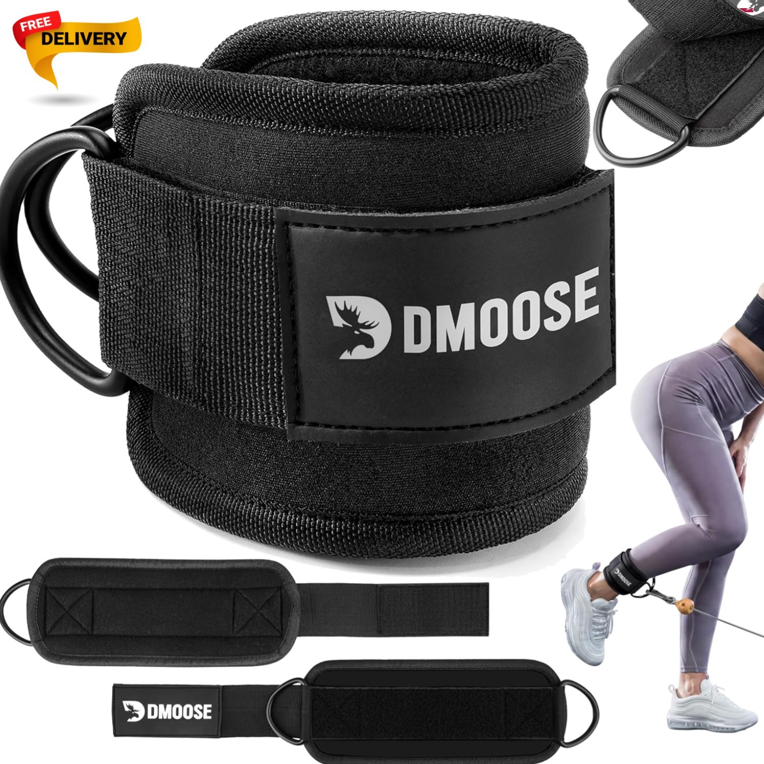 DMoose Ankle Strap for Cable Machine – One Size Fit with Padding, Workout Ki…