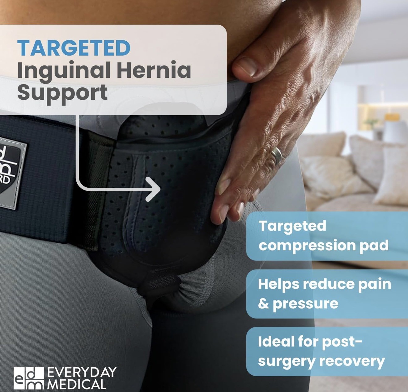 Everyday Medical Hernia Support Belt for Men, Size S/M