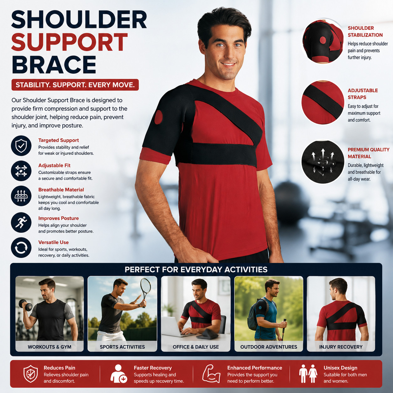 Sammons Preston Neoprene Shoulder Support – Size Large (40-44″)