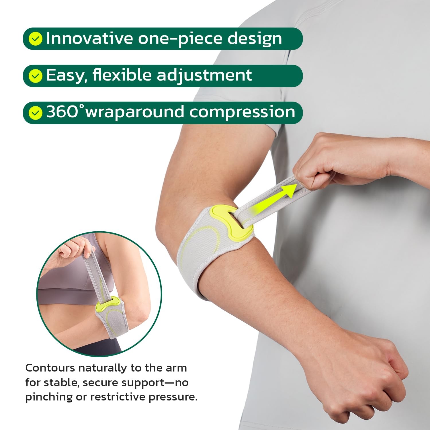 Tennis Elbow Brace for Men & Women, Adjustable Counterforce Brace with Gel Pa…