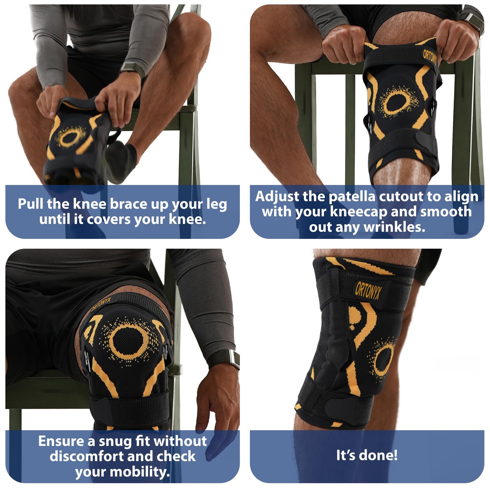 Hinged Knee Brace with Patella Ring & Fastening Straps, 3D Knitted Knee Sleev…