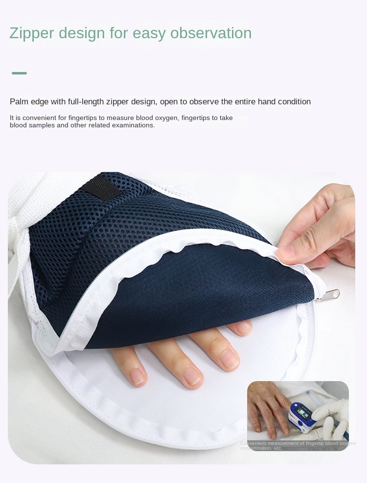 Restraint Gloves Zipper opening Mesh Breathable Anti-scratch Anti-extubation