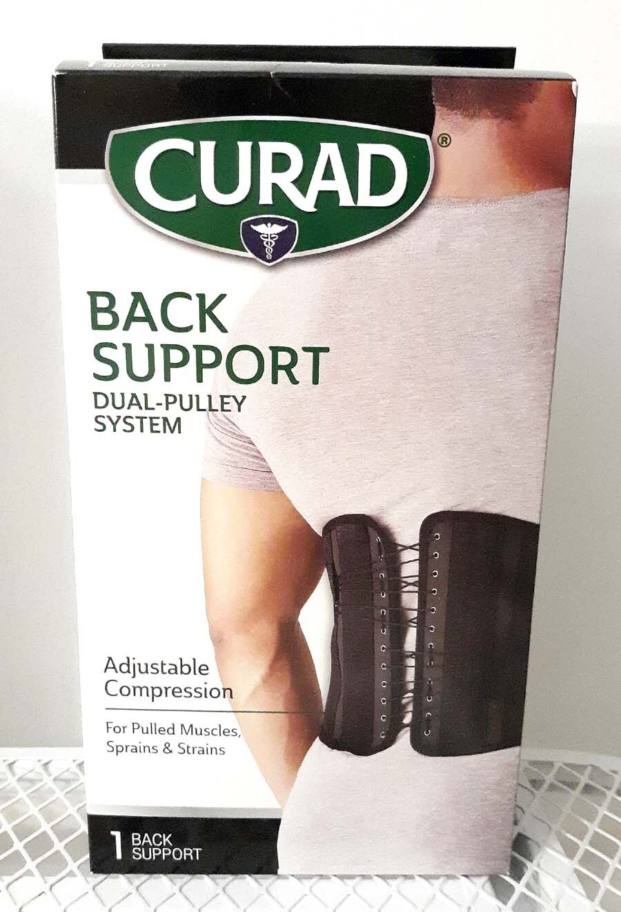 NIB CURAD Back Support with Dual- Pulley System Adjustable Compression-L-XL
