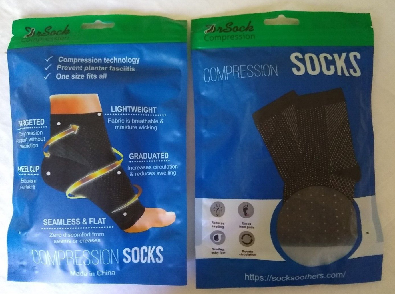 2 Packs Dr Sock Compression Socks One Size Fits All Prevent Plantar Fascitis NIP