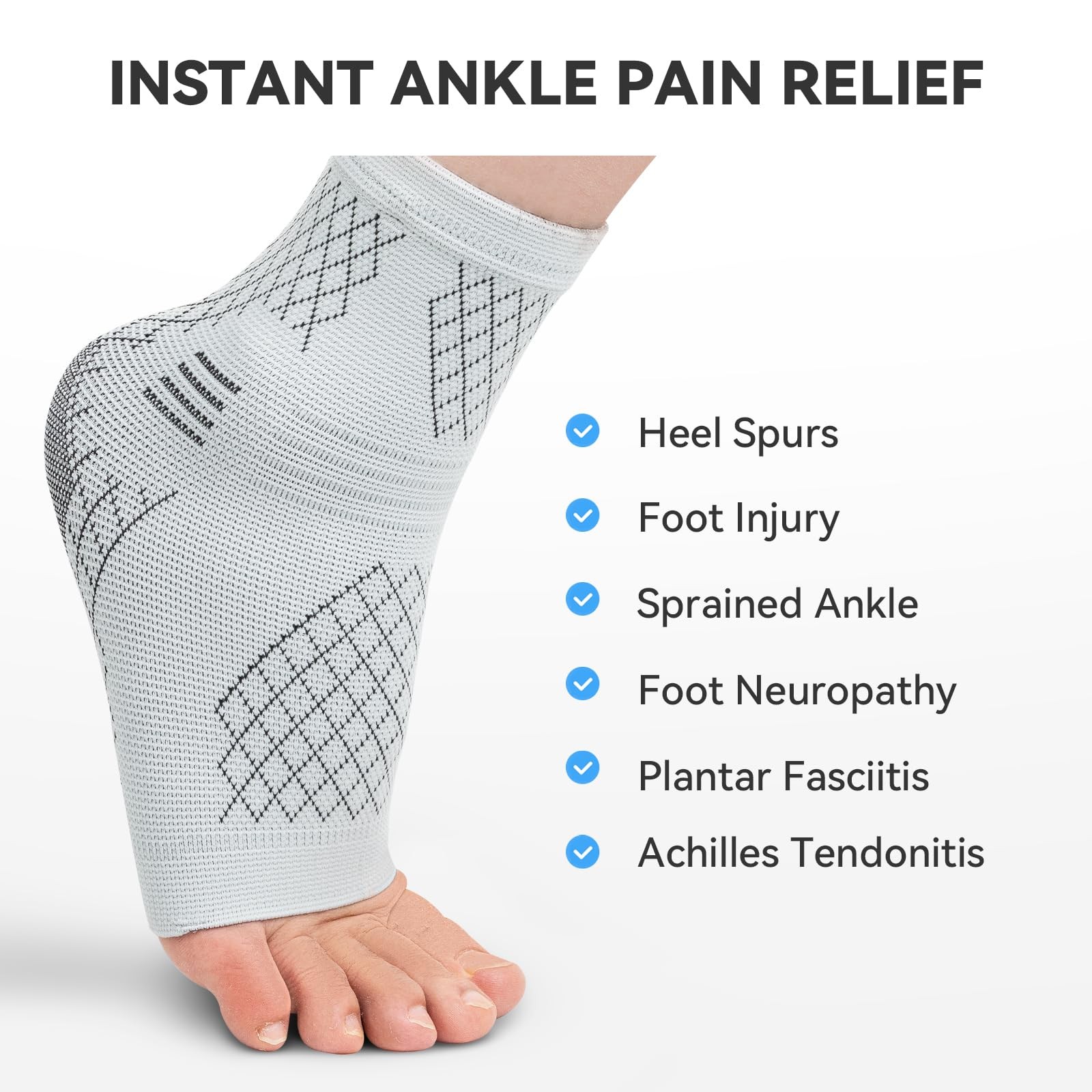 2 Pack Ankle Brace Compression Sleeve Foot Socks for Injury Recovery Joint Pain