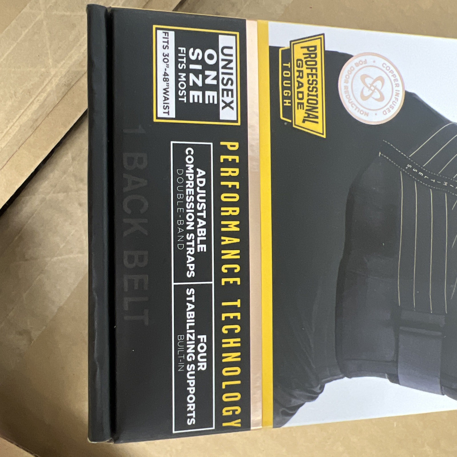 Copper Fit WORK GEAR-Back Pro Support Belt W/Straps- One Size Fits Most 30”-48”