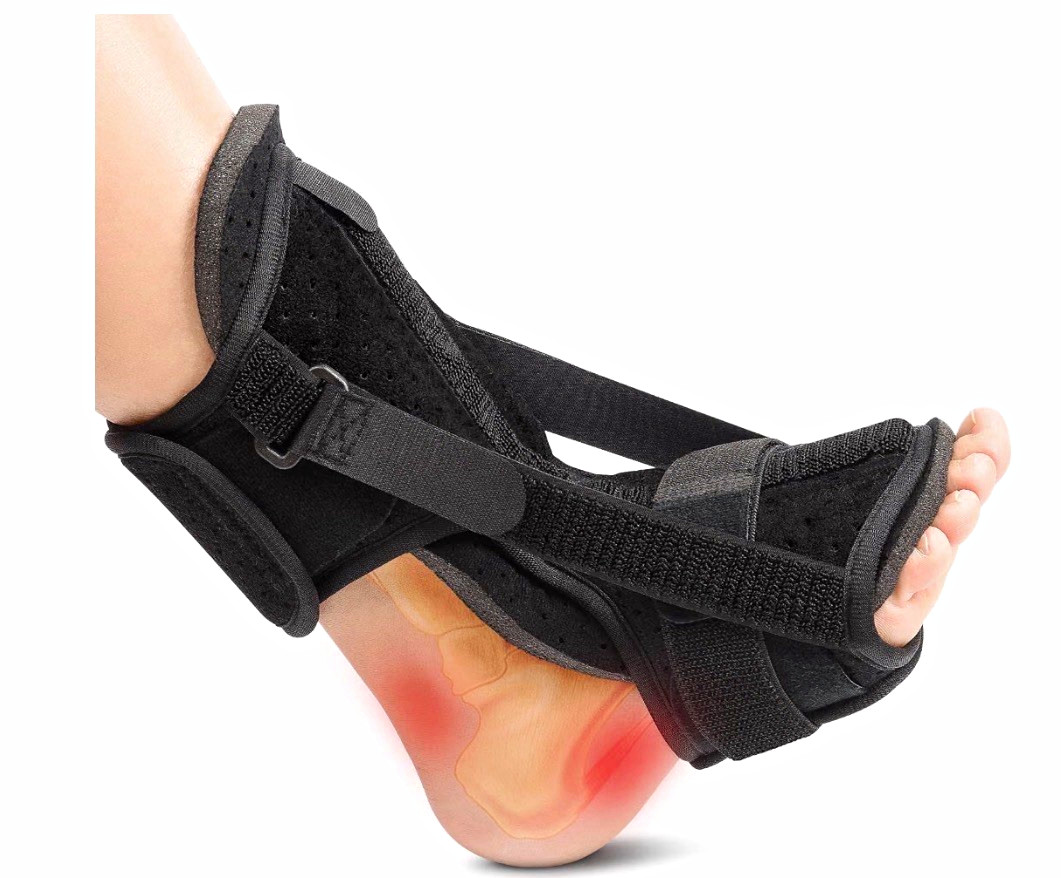 Adjustable Night Splint Plantar Fasciitis Foot/Ankle Memory Foam Aluminum Black