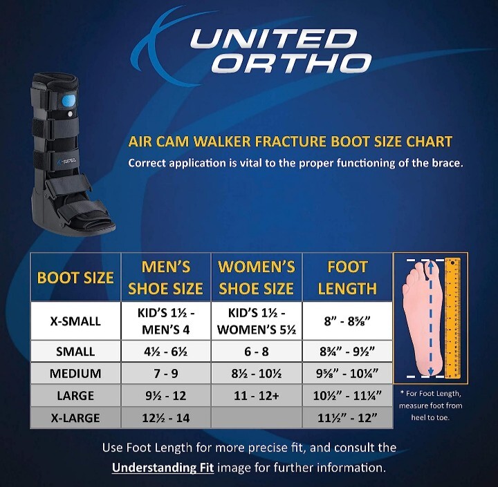 United Ortho Air Cam Walker Fracture Boot, Medium , Black