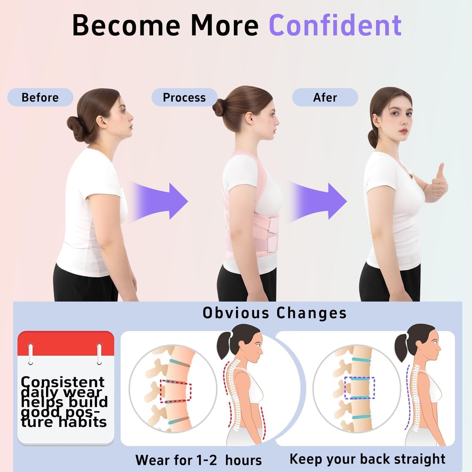 Posture Corrector for and Men, Adjustable Back Brace with Shoulder , Lumbar B…