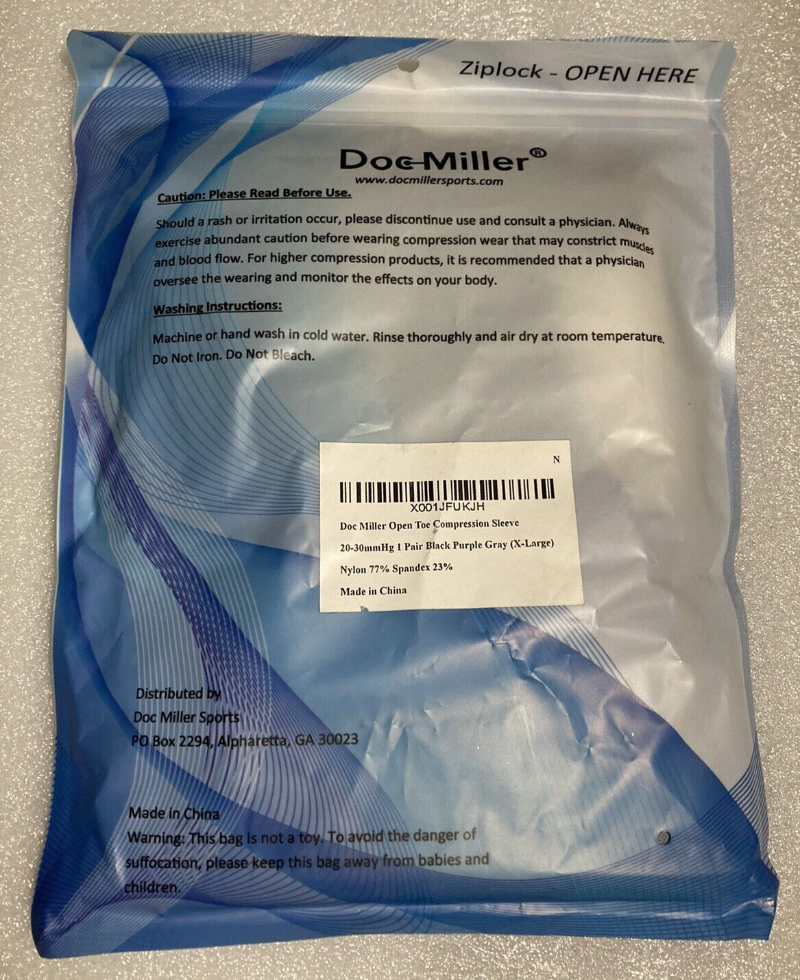 DOC MILLER Ankle Brace Compression Support Sleeve/BLACK, PURPLE, GRAY (X-Large)