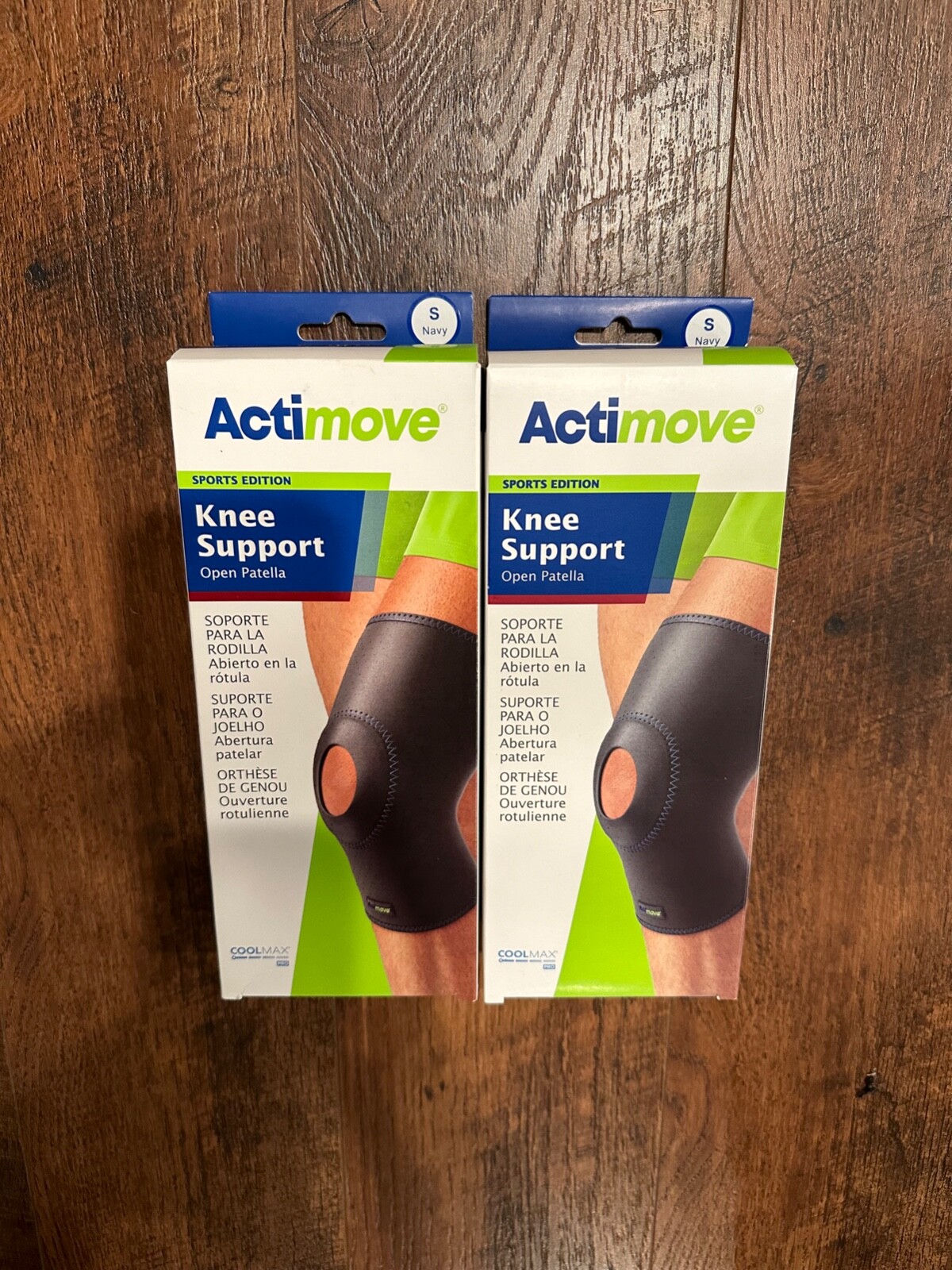 Actimove Sports Edition Knee Support Open Patella (Navy) Small – Two Pack