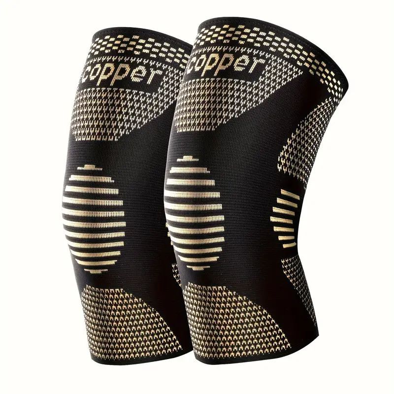 2pcs Copper Knee Sleeves Compression Brace Support Sport Joint Injury Pain Gym+