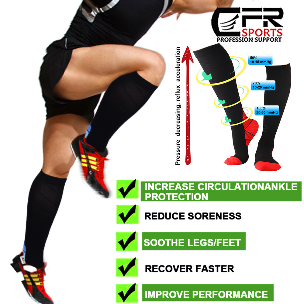 Compression Socks Calf Sleeves Leg Support Brace Anti Fatigue Circulation Unisex