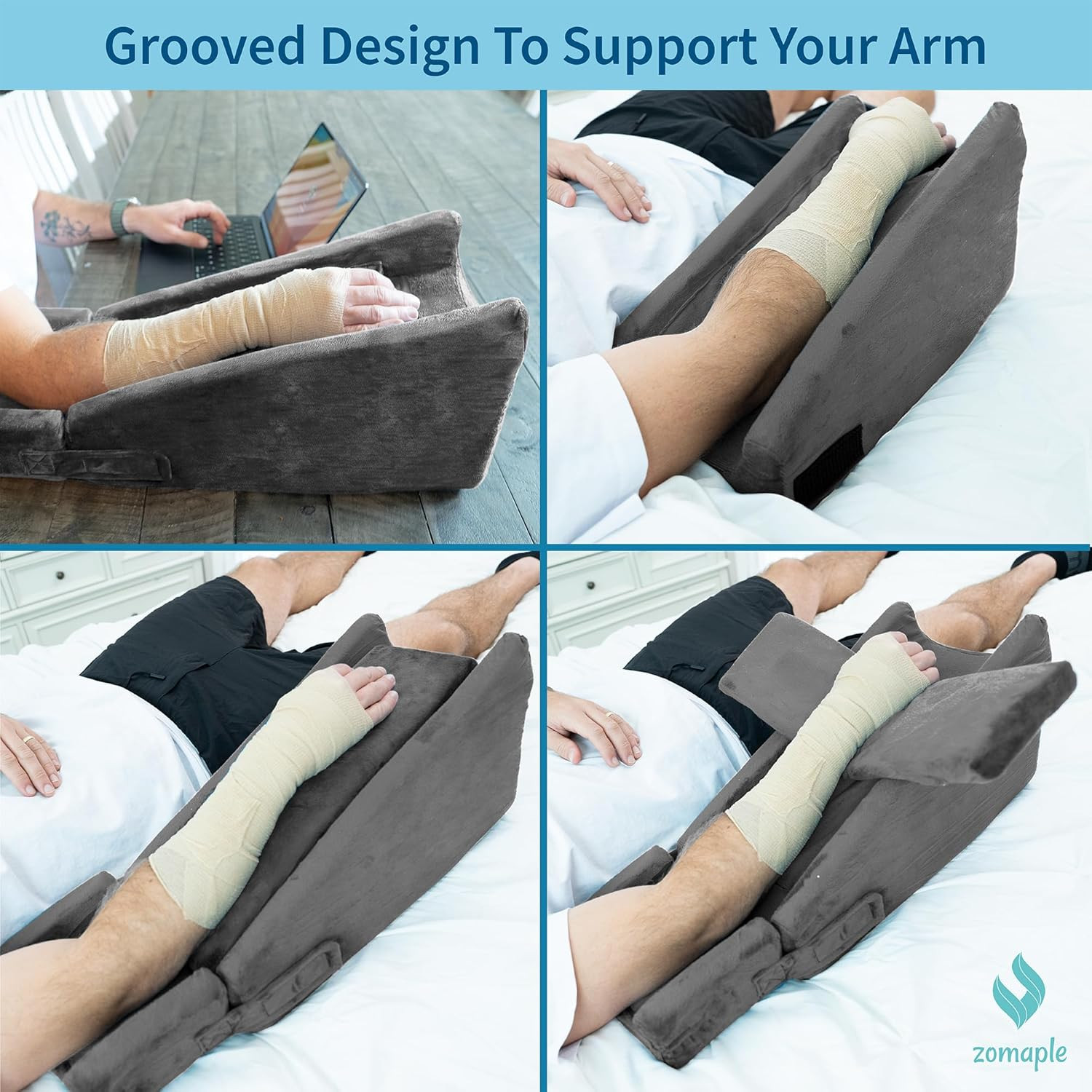 Adjustable Arm Elevation Pillow with Memory Foam & Hot/Cold Pack for Recovery