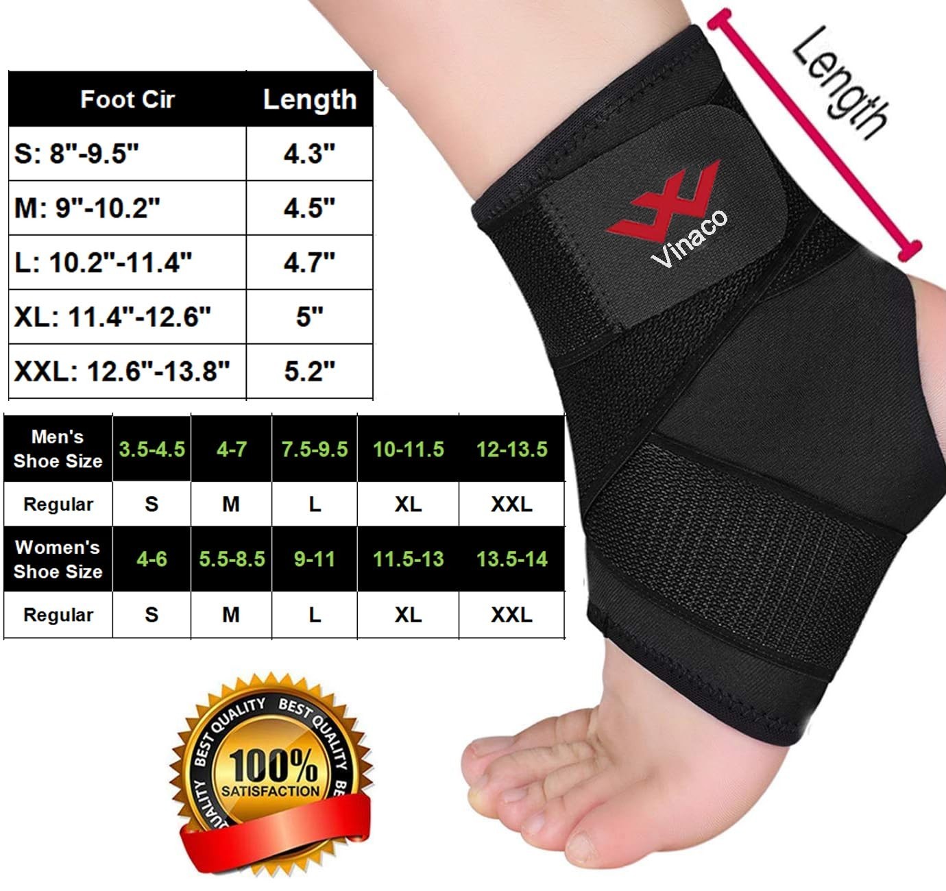 Classic Black Ankle Braces – 360° Compression for Enhanced Stability (2-Pack)