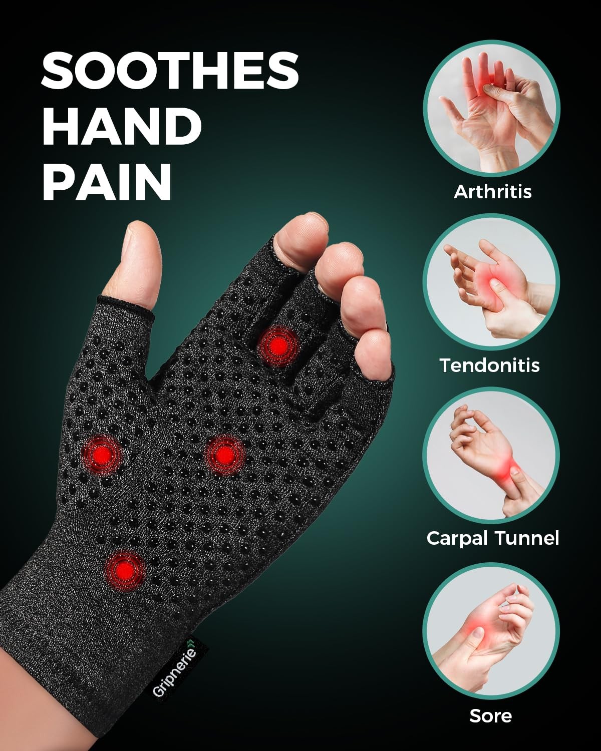 2 Pairs Fingerless Arthritis Compression Gloves for Women & Men – Open Finger…