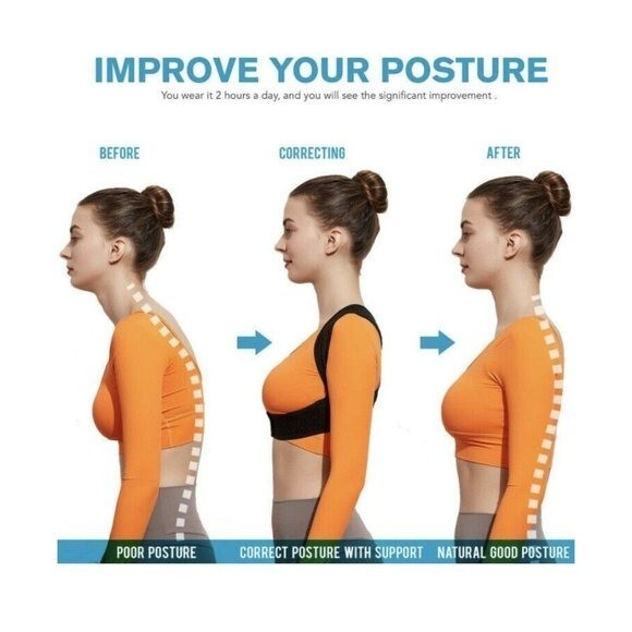Posture Corrector Adjustable Upper Support Back Shoulder Brace Adult Large New
